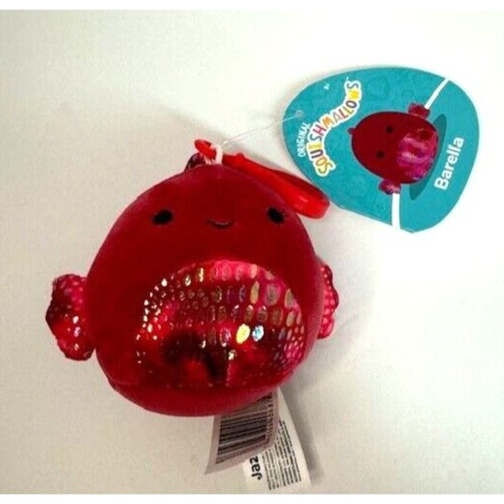 NTW Squishmallows‎ Barella Beta Fish 3.5" Clip Keychain  Plush with Sparkle